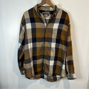 Men’s | Double Impact Brown and Black Plaid Button Up | Large